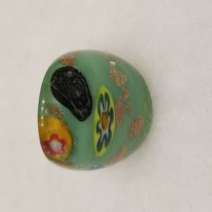 Murano Style Glass Millefiori Flowered Multicolored Dome Cocktail Ring U…